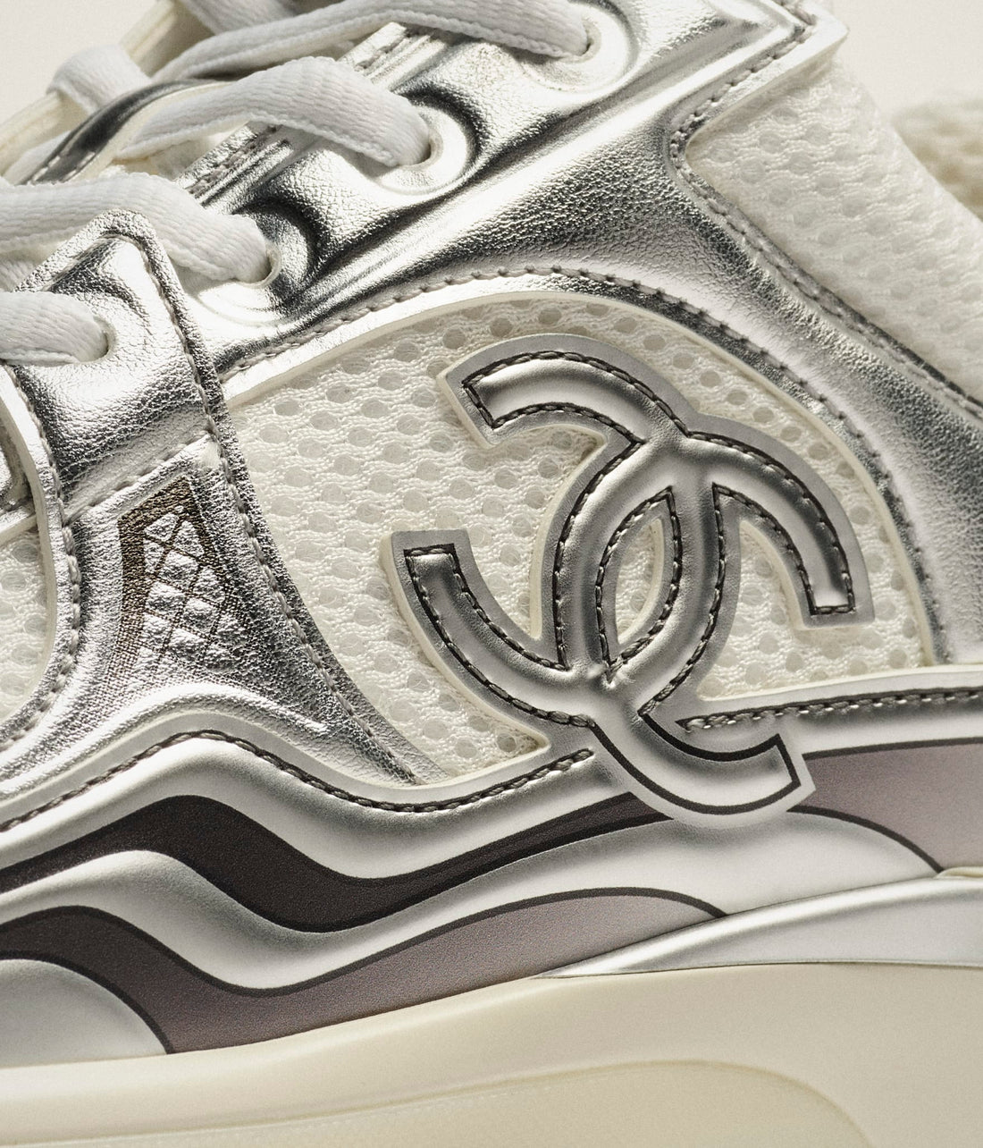BASKETS -CHANEL-white silver