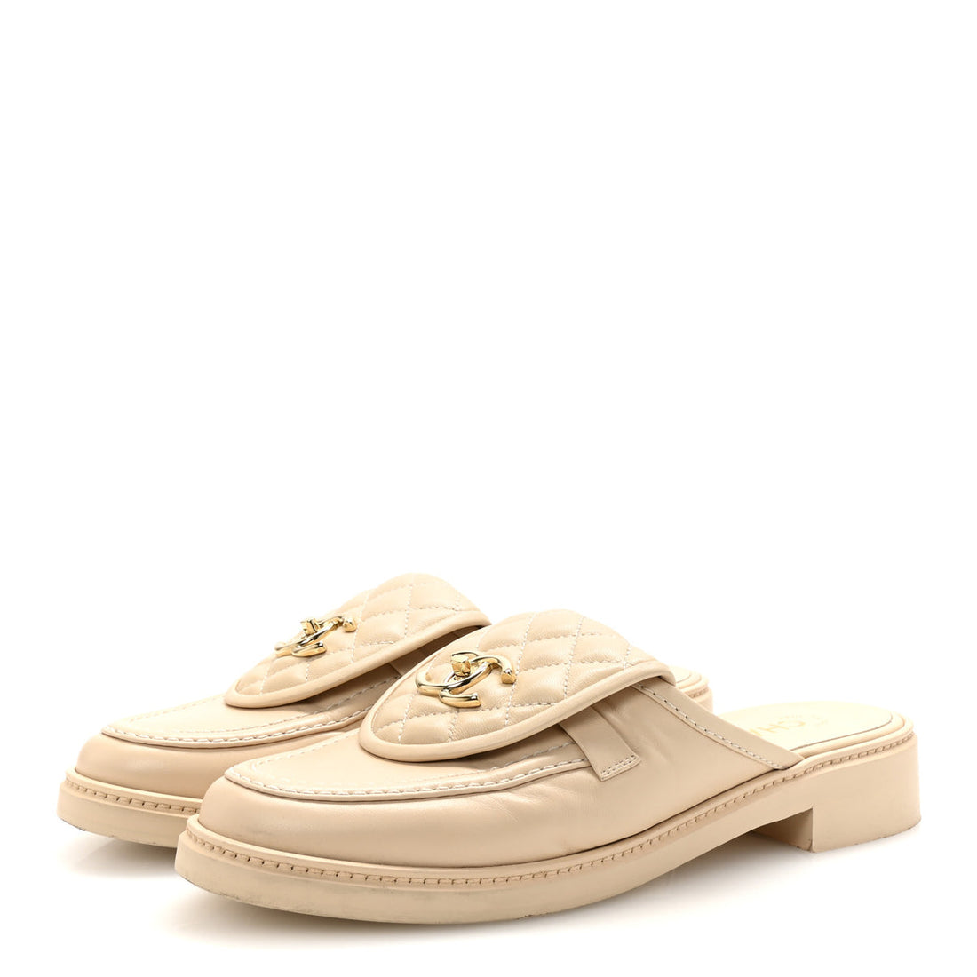 Mule - chanel- turnlock - black - beige